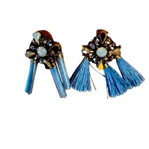 Crystal tassel Earrings, blue